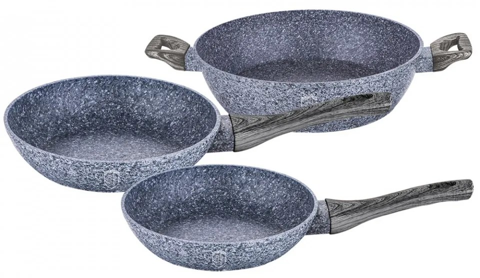 Set tigai marmorate (3 piese) din aluminiu forjat Forest Dark Gray Line Berlinger Haus BH 1581