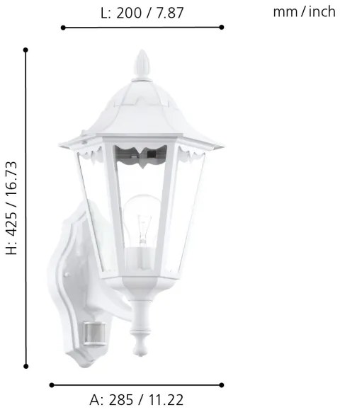 Eglo 93447 - Corp de iluminat perete exterior senzor NAVEDO 1xE27/60W/230V