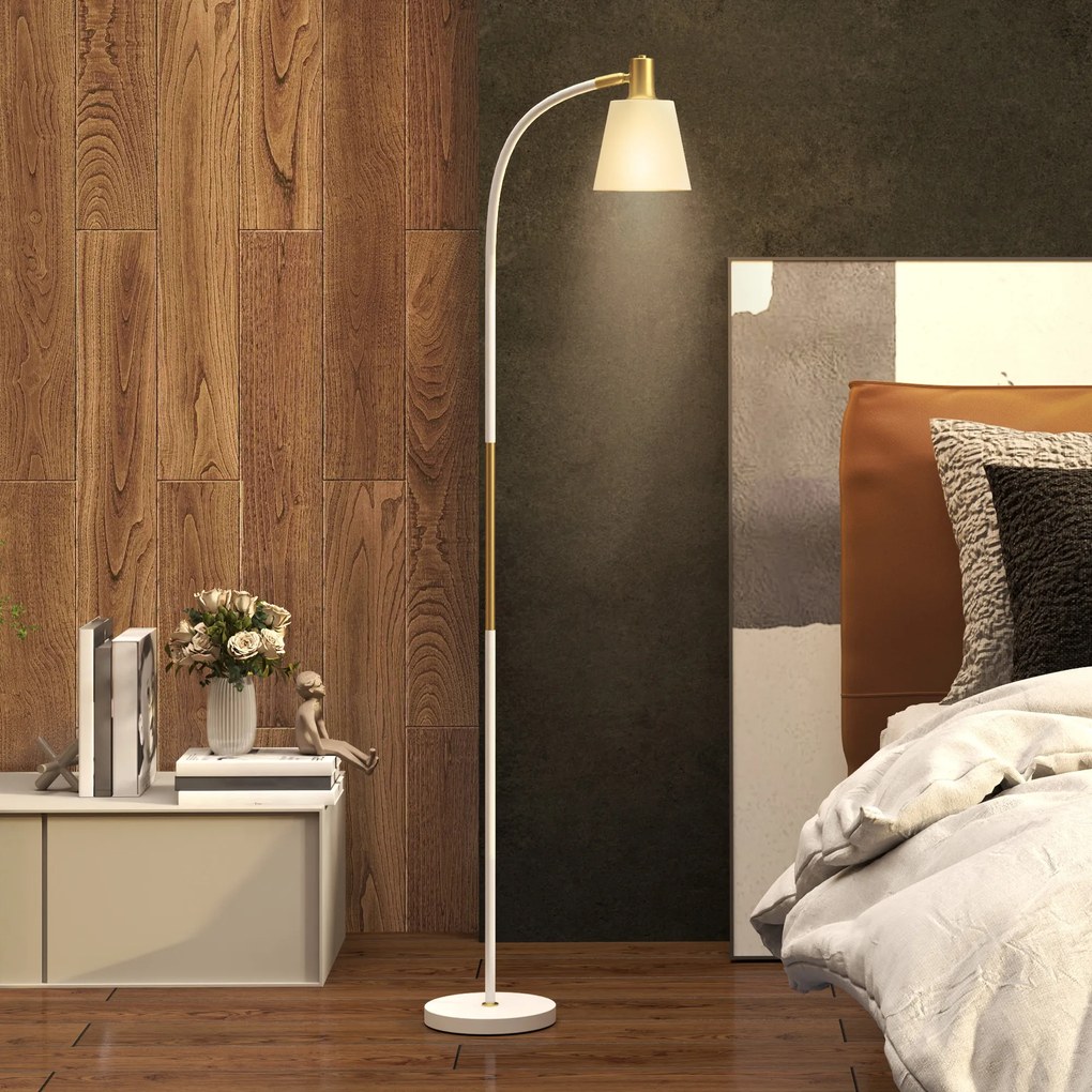 HOMCOM Lampadar de salon reglabil în înălțime 127-160 cm cu intrerupator, soclu E27, alb | Aosom Romania