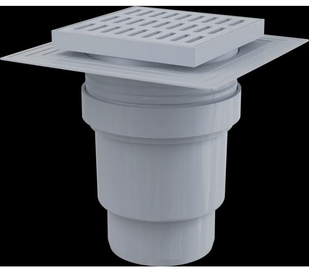 Canal de scurgere pentru podea, drept 15x15 cm, guler de nivel 2 de izolare, opritor de miros de apa, din plastic verticala