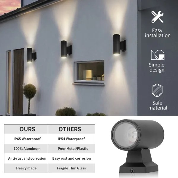 Aigostar - Aplică de perete pentru exterior 2xGU10/35W/230V neagră IP65 rotundă