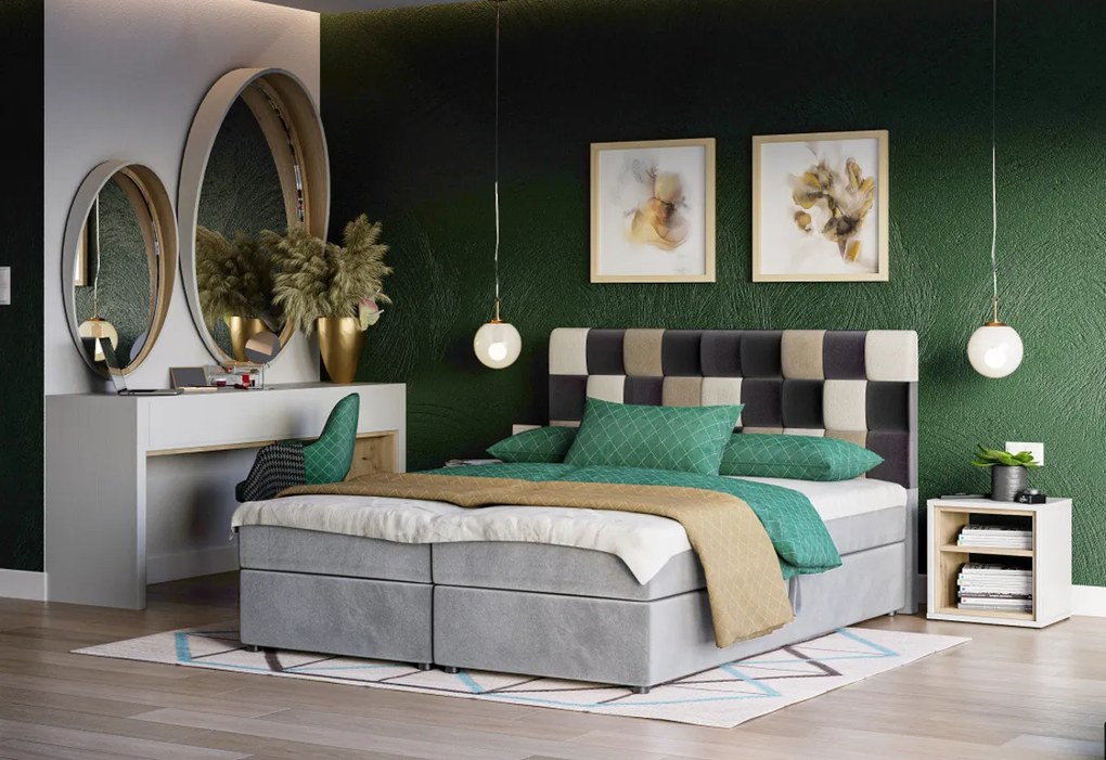 Expedo Pat tapiţat boxspring APPLE + topper, 140x200, itaka 14/albastru