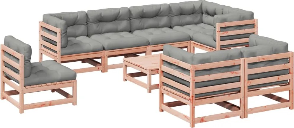 vidaXL Set canapele grădină cu perne, 9 piese, lemn masiv brad douglas