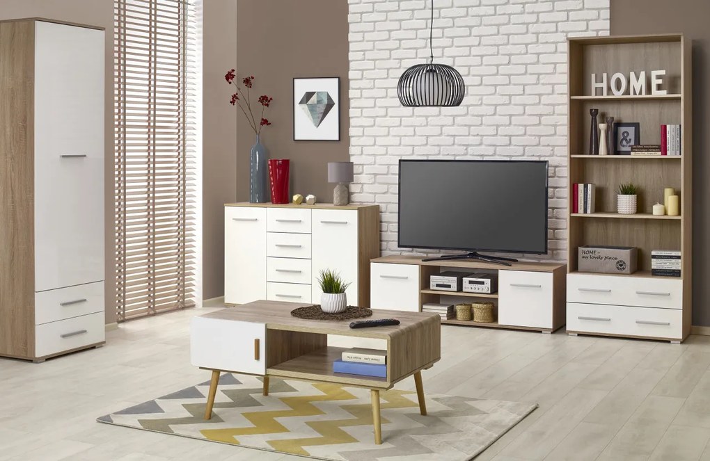 Comoda Lima KM-4 stejar sonoma/ alb
