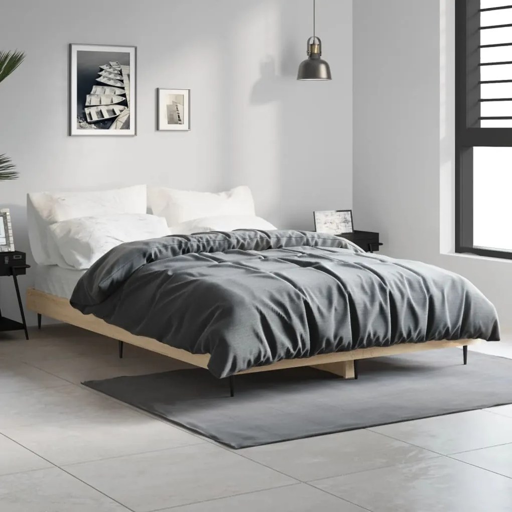 vidaXL Cadru pat fără saltea stejar sonoma 120x190 cm, lemn prelucrat