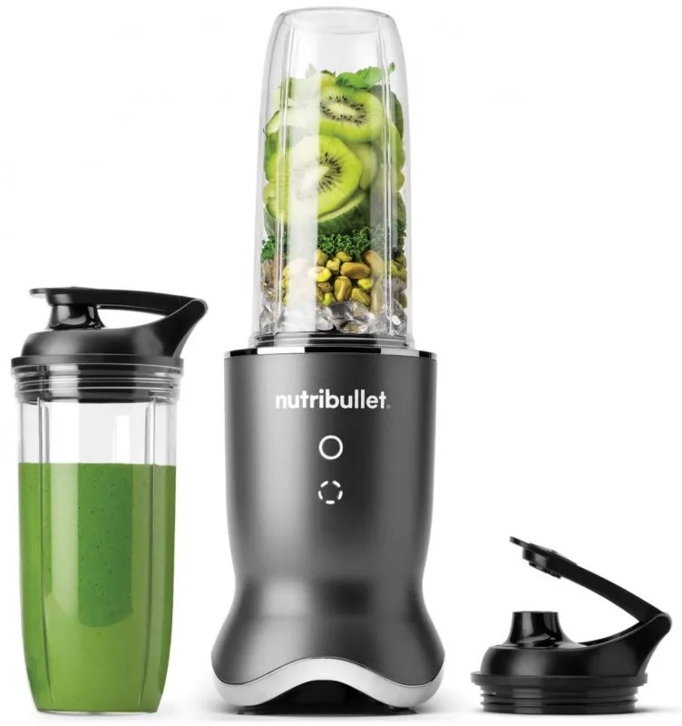 Blender Nutribullet NB1206DGCC, 1200W, 900 ml, 1 viteză + Puls, Butoane tactile, Fara BPA, Gri/Argintiu