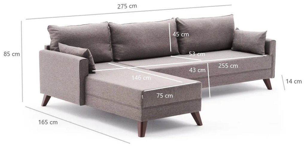 Canapea de colț Bella Corner Sofa Left - Brown