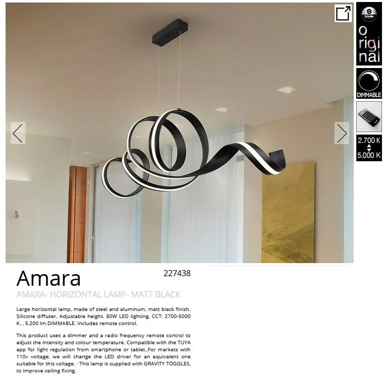 Lustra LED XXL suspendata cu telecomanda Amara