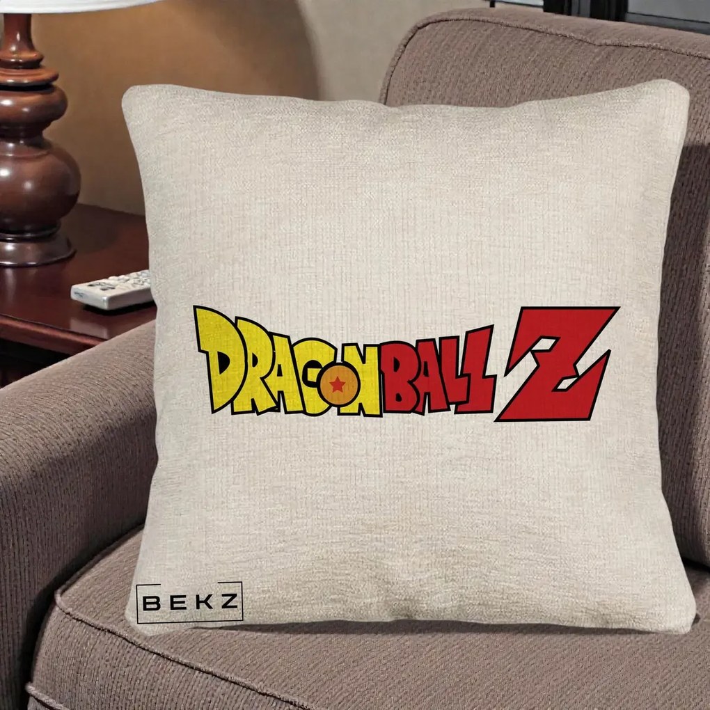 Perna Personalizata Dragon Ball Z Clasic, 40x40 cm, Bej Canapea, Husa Detasabila, Perna Inclusa, BEKZ®
