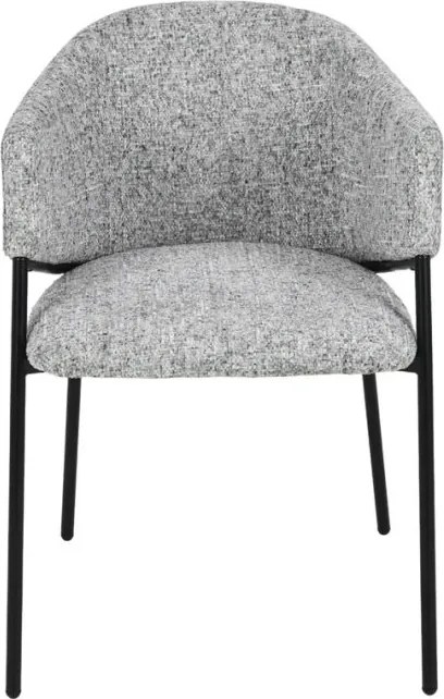 Set de 2 scaune aspect retro, Metal Negru, Chenille Gri, NOBLESSE A-47577 VC