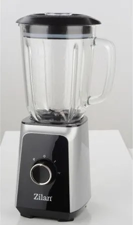 Blender ZILAN ZLN3925, 1.5 l, 2 viteze + Functie impuls, Zdrobire gheata, Vas de sticla, Inox