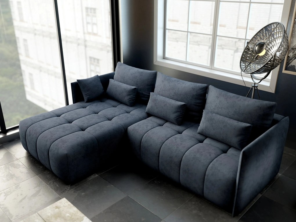 Colțar extensibil dumonde cu ladă de depozitare si sezut confortabil din spuma high-density, Malta Enjoy Antracit 235x185 cm