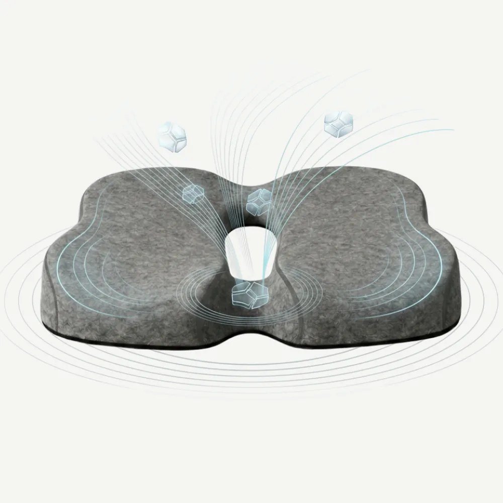 Perna ortopedica sezut tripla protectie prostata/hemoroizi/coccis, memory foam, Gri