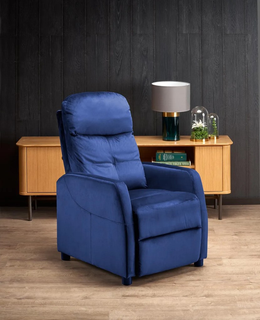 Fotoliu recliner Felipe 2 velvet bleumarin H103 cm
