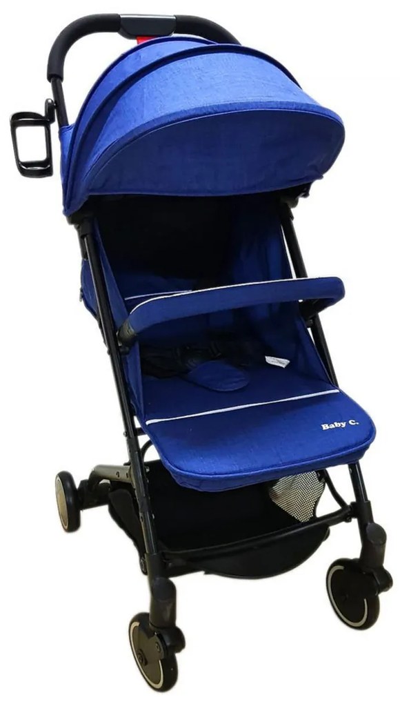Carucior sport ultracompact pentru copii NOVOKIDS™ Baby C Trolley, Transformabil in troller, Spatar reglabil 3 trepte, Frana picior ,Pliabil,Bleumarin