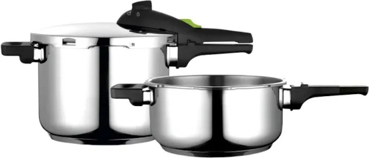 La mâna a doua: Set 2 oale sub presiune Fagor Rapid Xpress, 4+6 l, 2 nivele 60/100 kPa, 5 sisteme de siguranta, Otel 18/10, Argintiu