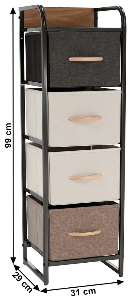 Comodă cu sertare din material textil HAZEL TIP 1,maro, L