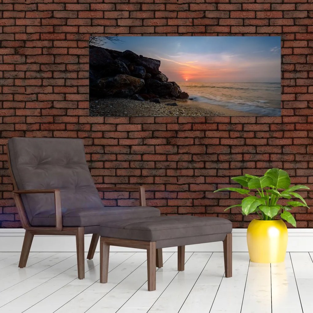 Tablou apusului de soare pe plajă (120x50 cm)