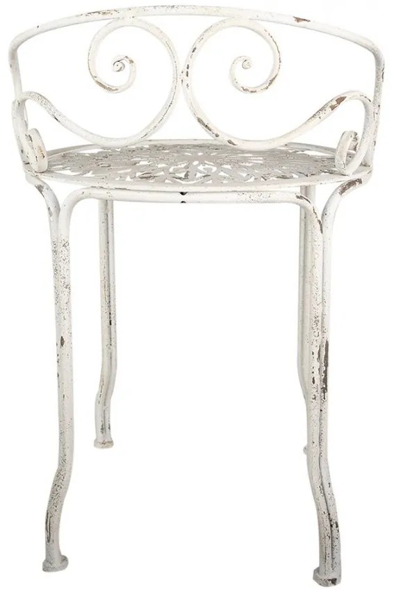 Taburet metalic shabby chic, alb, Ø 44x67 cm