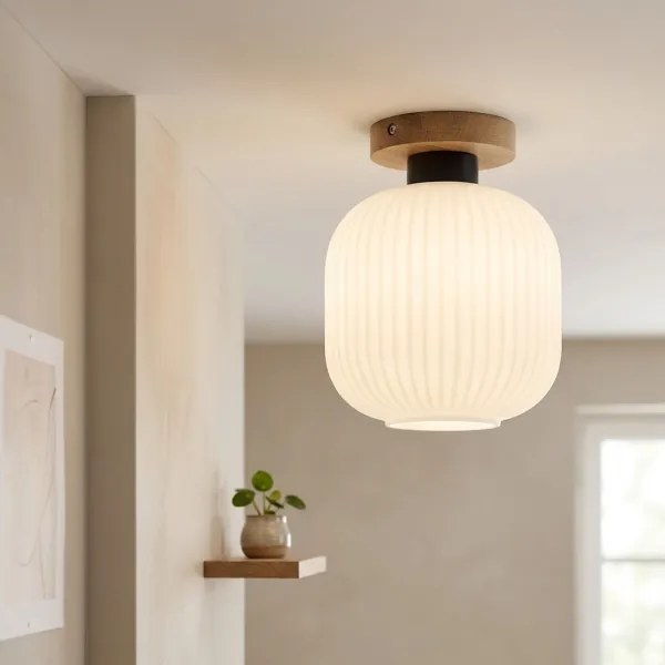 Plafonieră HARMA WOOD 1xE27/15W/230V stejar/alb Ø 20 cm