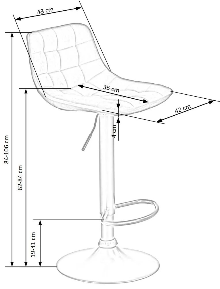 Scaun de bar H95 velvet mustariu