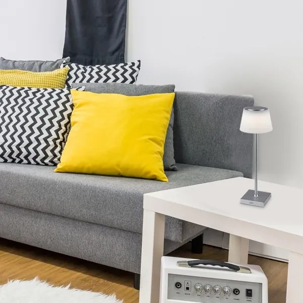 Lampă LED reîncărcabilă dimabilă de masă Rabalux 76013 TAENA 4W/3,7V IP44 argintiu