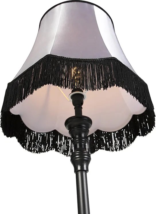 Lampă de podea neagră cu abajur „bunicuță” negru cu gri - Classico