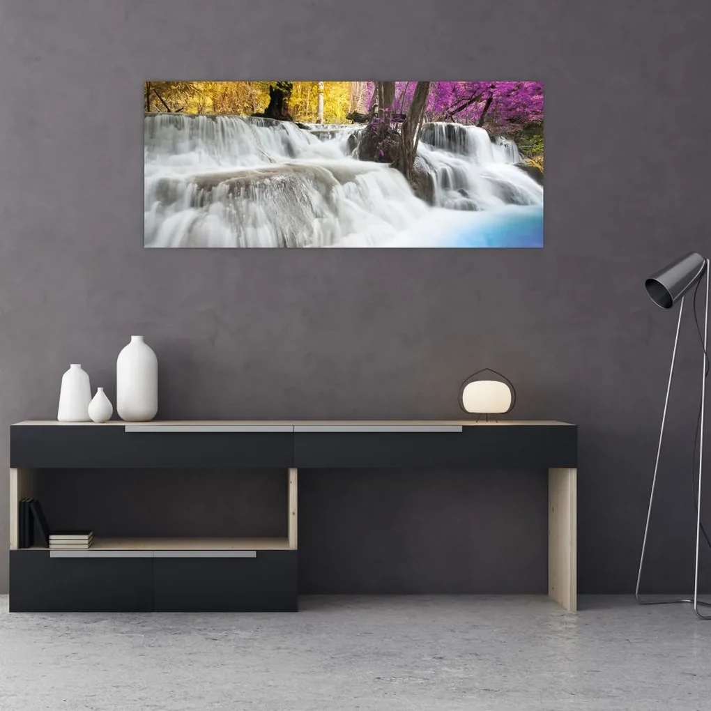 Tablou cu Erawan cascadă în pădure (120x50 cm), în 40 de alte dimensiuni noi