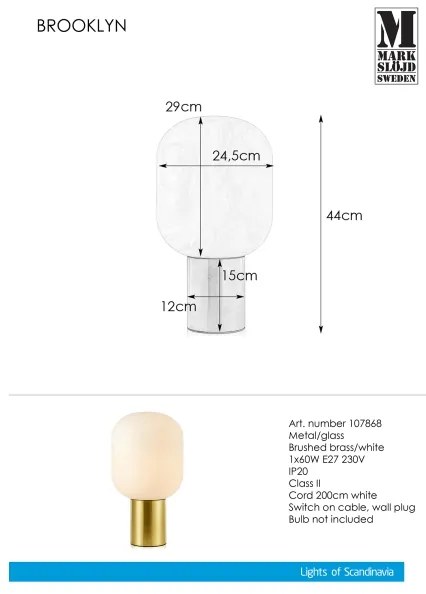 Markslöjd 107868 - Lampă de masă BROOKLYN 1xE27/60W/230V