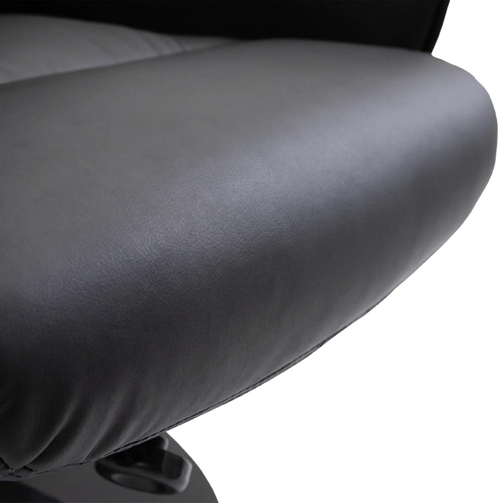 HOMCOM Fotoliu Relax Rotativ 360° din Metal și Piele Sintetică, cu Suport pentru Picioare, Spătar Reglabil, Negru | Aosom Romania