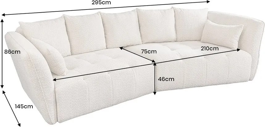 Canapea mare, Tesatura boucle gri, ROYAL 295cm