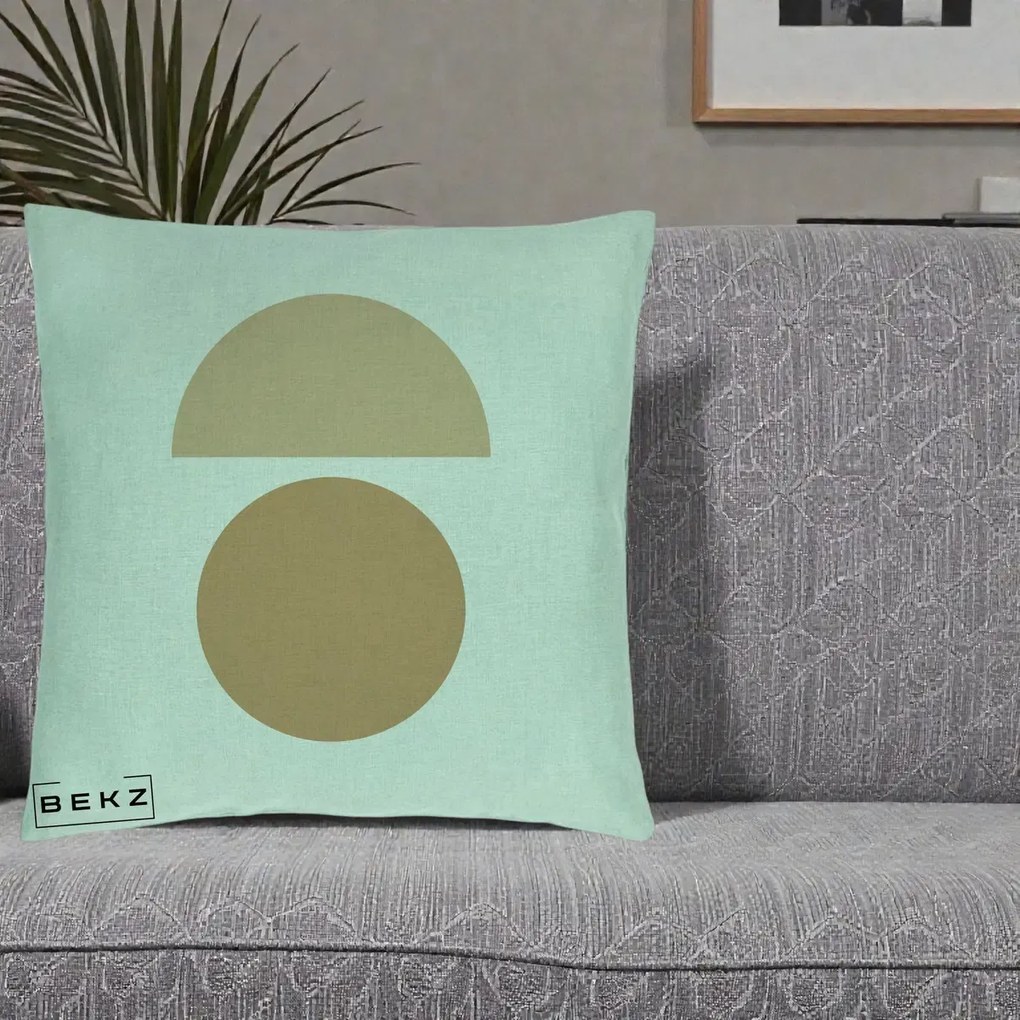 Perna Decorativa Geometric Minimalist Auriu, 40x40 cm, Verde Menta, Husa Detasabila, Perna Inclusa, BEKZ®