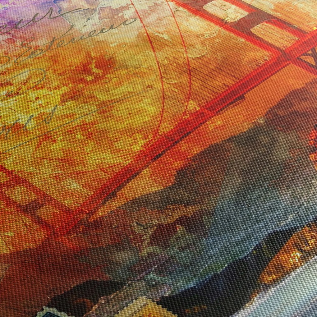 Tablou - Golden Gate, SanFrancisco, California (cu ceas) (90x30 cm)