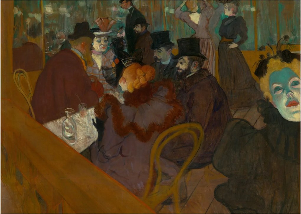 Tablou pe sticlă - Henri de Toulouse-Lautrec, At the Moulin Rouge, reproducere (70x50 cm)