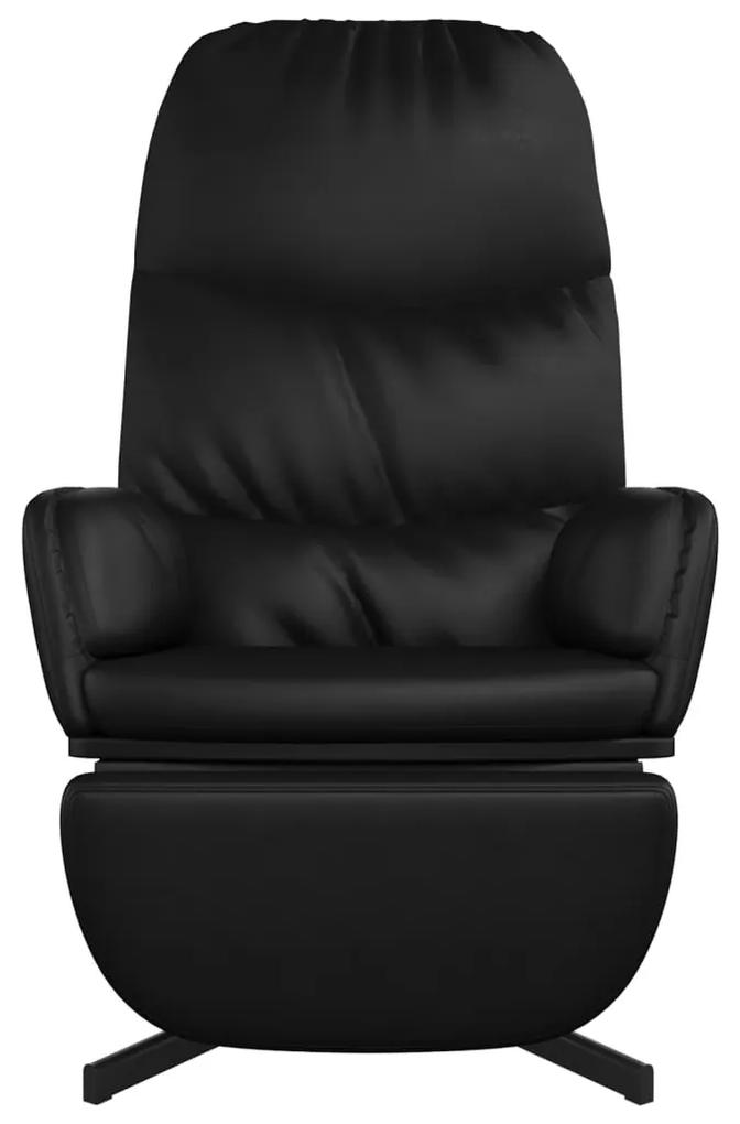 Scaun de relaxare cu suport de picioare, negru, piele ecologica Negru