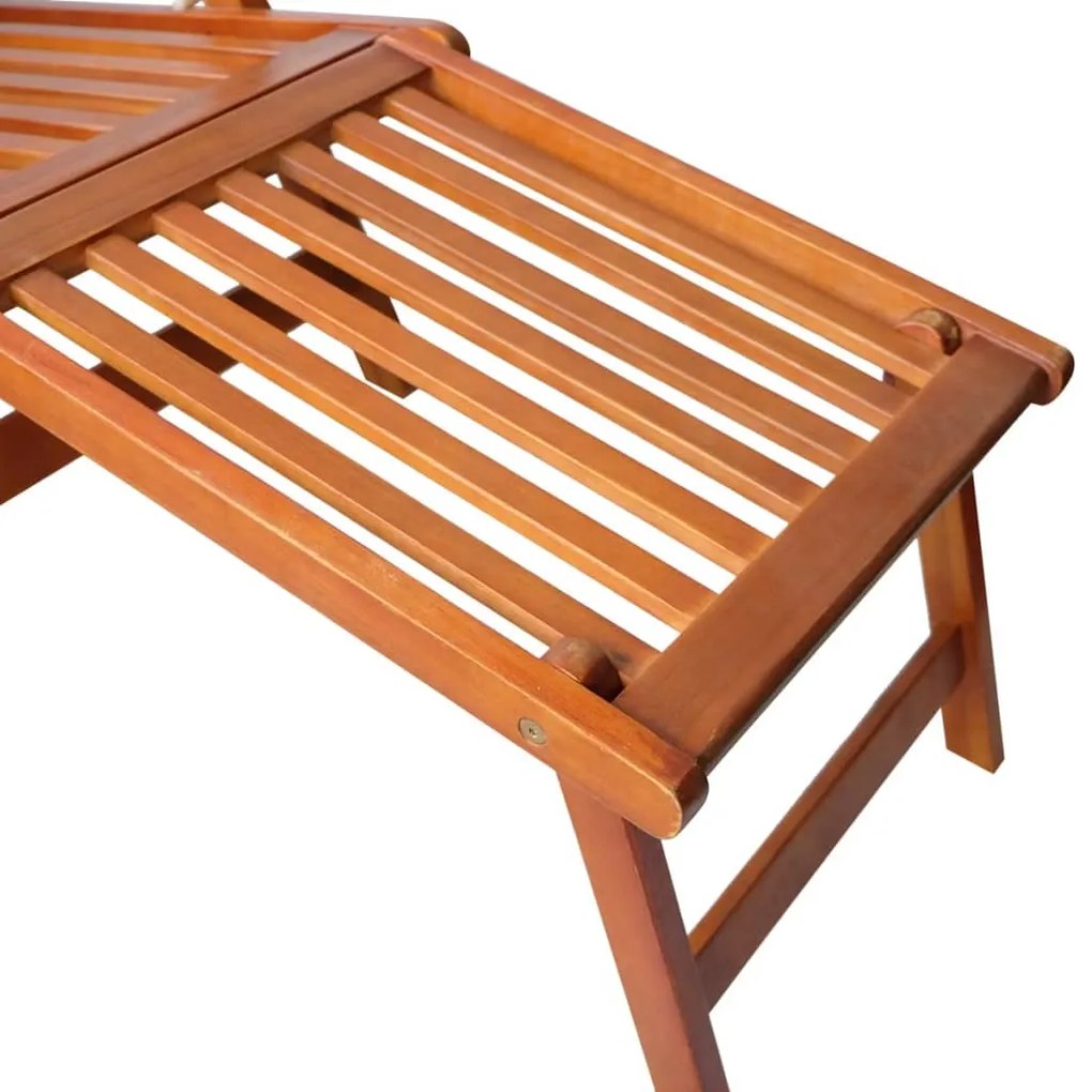 Sezlong din lemn de acacia pentru exterior cu suport pentru picioare 1, Maro, fotoliu