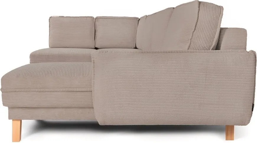 Colțar taupe extensibil/cu spațiu de depozitare cu tapițerie din catifea reiată (cu colț pe partea stângă/în formă de "U") Tori – Bonami Selection