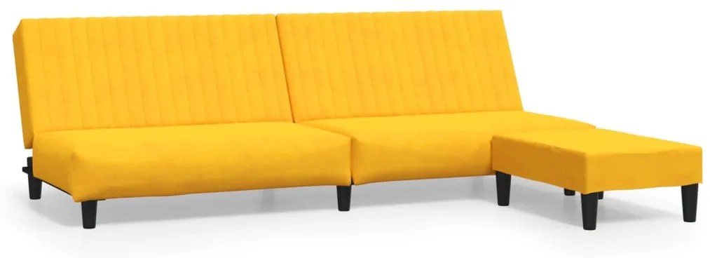 3081861 vidaXL Canapea extensibilă cu taburet, 2 locuri, galben, catifea