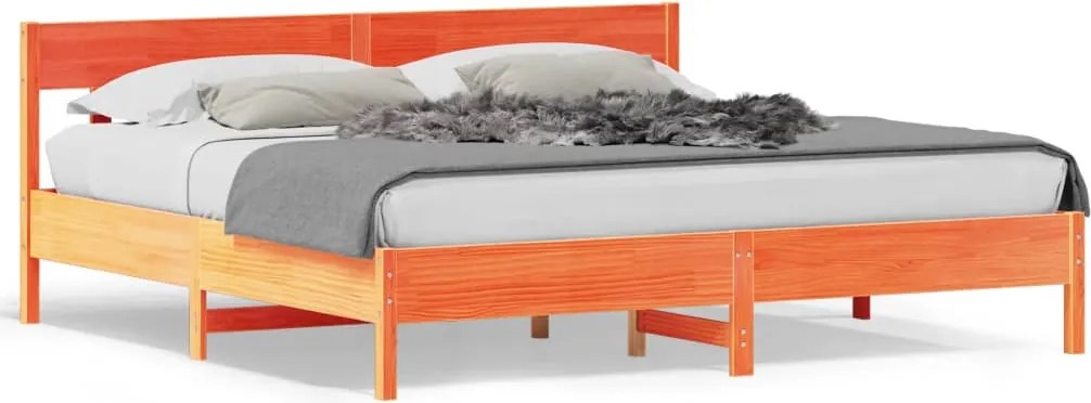 vidaXL Cadru de pat fără saltea, maro ceruit 180x200 cm lemn masiv pin