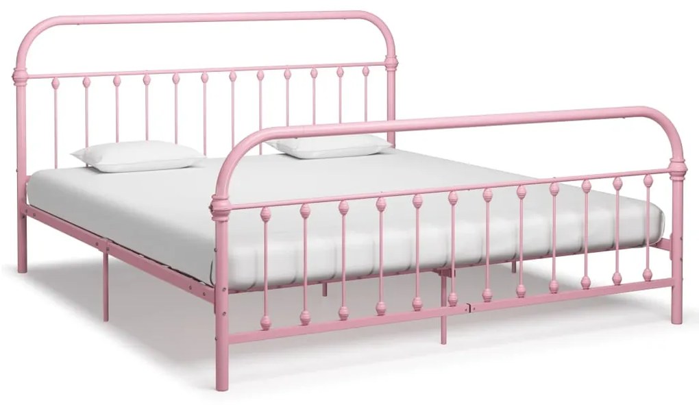 vidaXL Cadru de pat, roz, 180 x 200 cm, metal