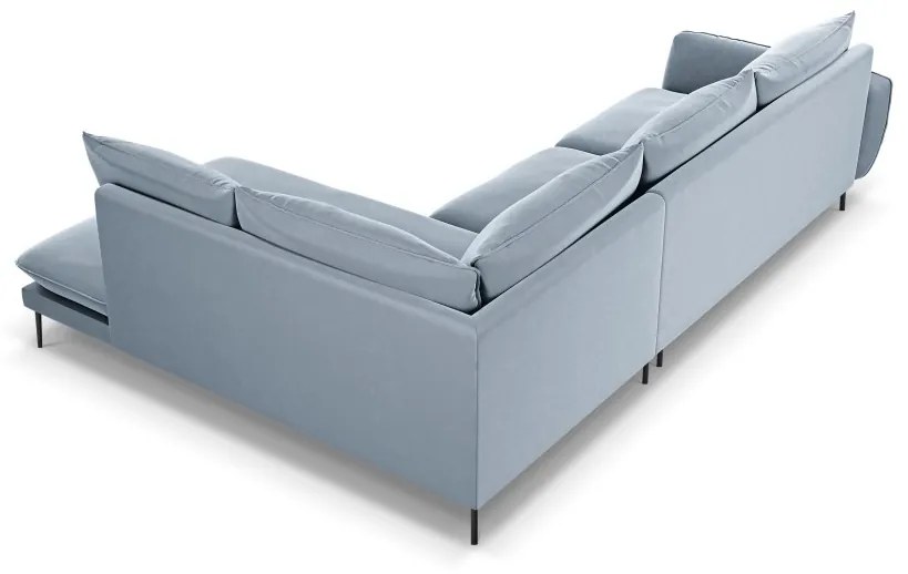 Coltar Vienna 6 locuri velvet picioare negre L275 cm