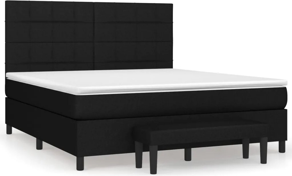 vidaXL Pat box spring cu saltea, negru, 180x200 cm, catifea
