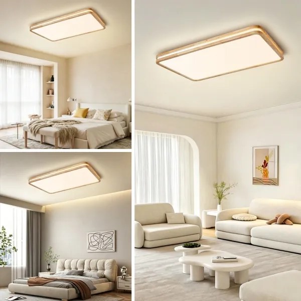 Brilagi - Corp de iluminat LED reglabil MOLINA SQUARE LED/128W/230V, stejar, 90x60 cm + telecomandă