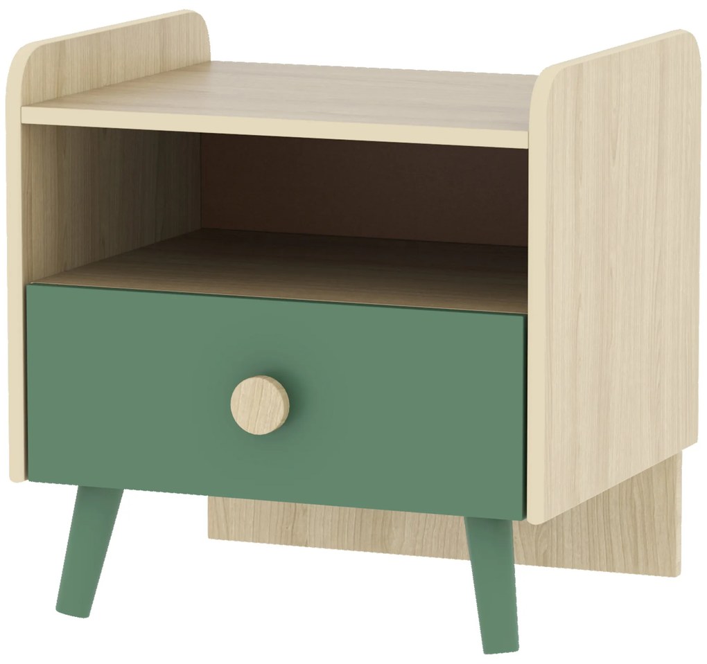 AIYAPLAY Noptieră pentru copii noptieră copil cu sertar și nișă, mică măsuță din lemn pentru cameră copil | Aosom Romania