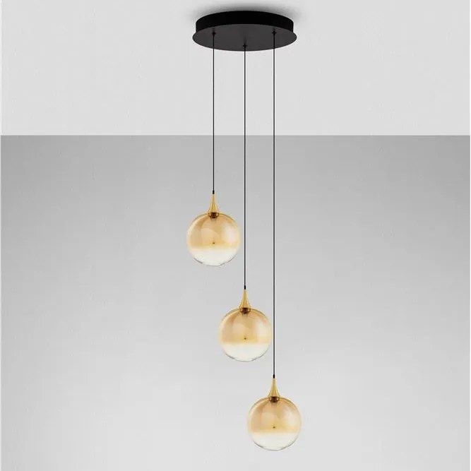 Lustra moderna cu 3 pendule LED, Metal, Sticla, Champaign, ORENDA