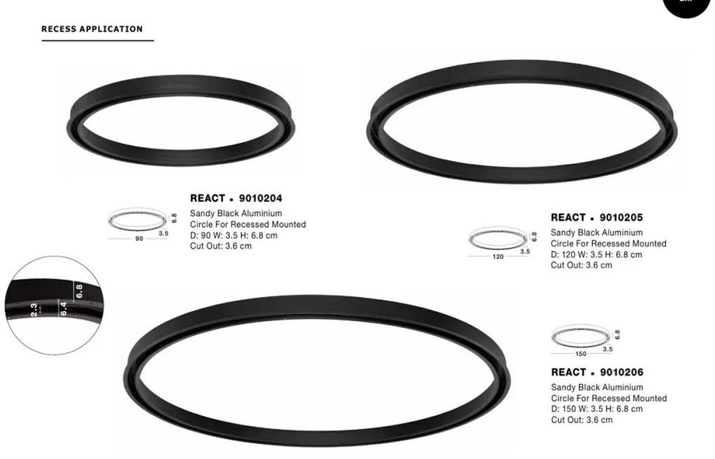 Sistem circular sina magnetica incastrabila Breda, React 120cm