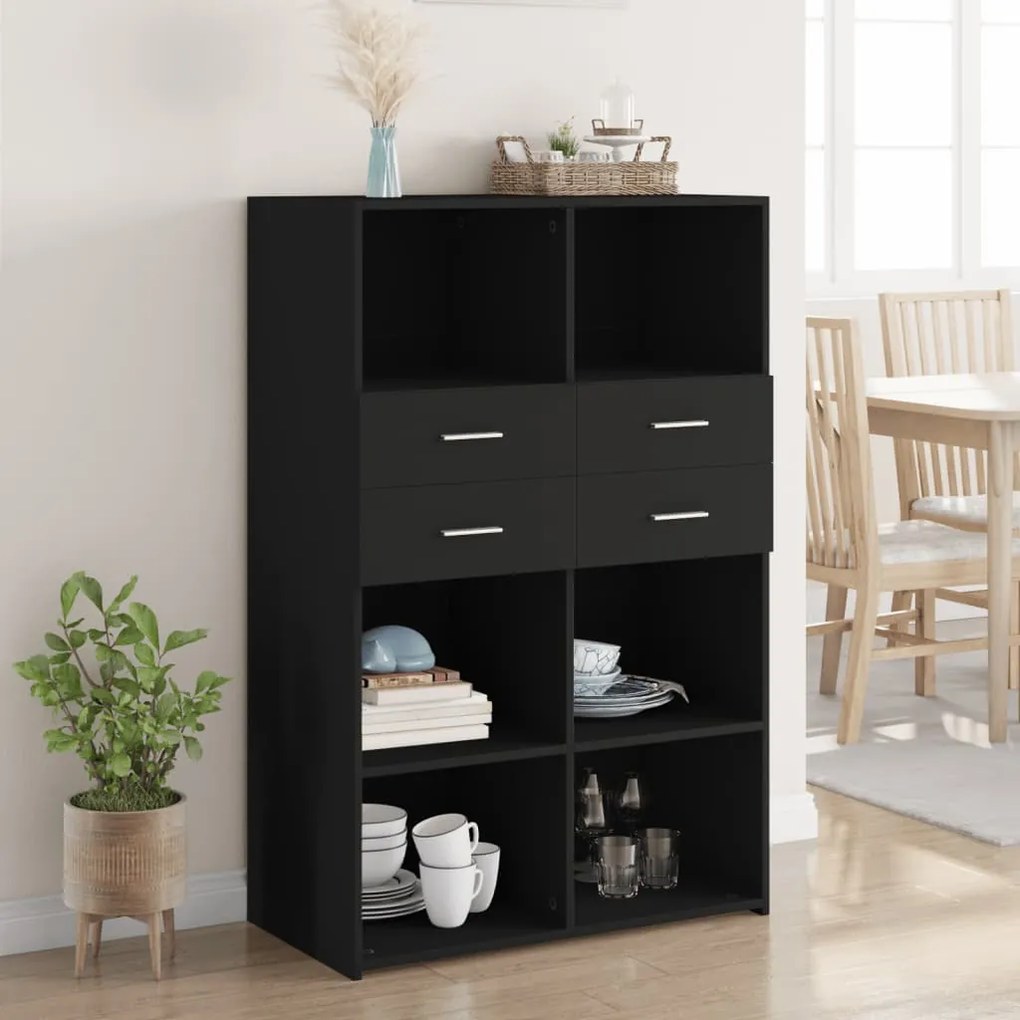 vidaXL Dulap înalt, negru, 80x42,5x124 cm, lemn prelucrat