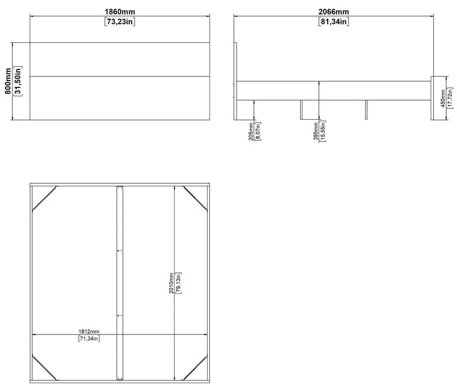 Pat matrimonial în culoare naturală cu aspect de lemn de stejar fără somieră 180x200 cm Naia – Tvilum