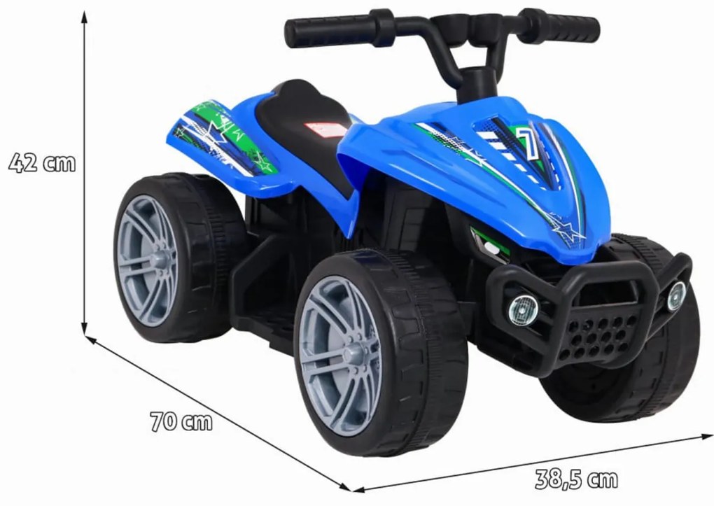 ATV Electric cu acumulator pentru copii NOVOKIDS™ Mini Monster , Lungime 70 cm, 3-6 ani , Max 30 kg , 6V, Albastru