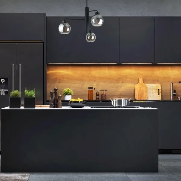 Lustră pe tijă FLEX 3xE27/60W/230V negru/negru fumuriu